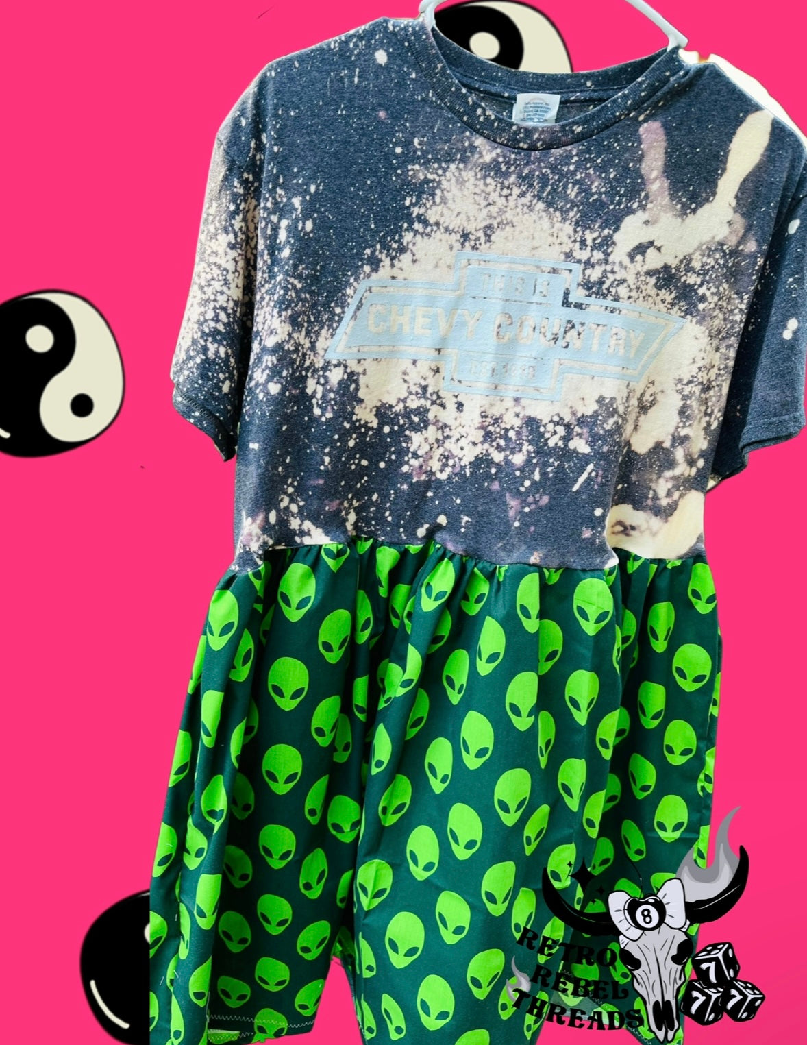Ready to Ship ~ Womens MEDIUM Truck Alien Upcycle Dress