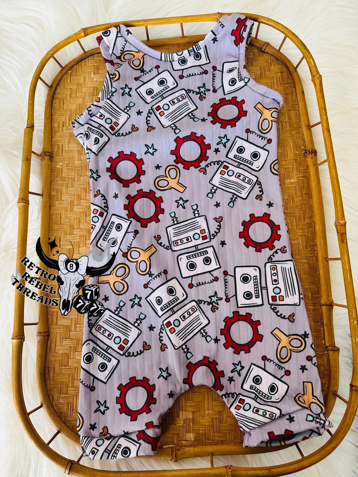 Ready to Ship ~ 18/24 month robot Ollie Romper