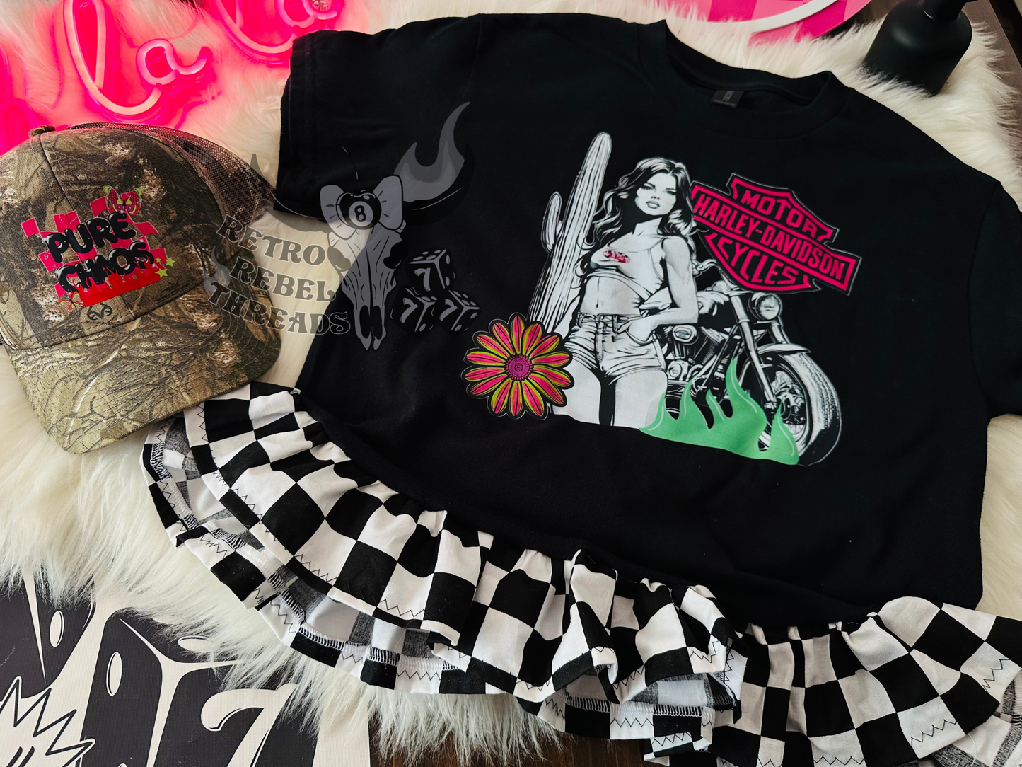 Ready to Ship ~ Womens SMALL HD Retro Babe Peplum Tee