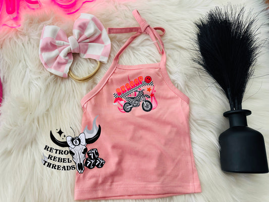 Ready to Ship ~  3/6 months Braaap Halter + Bow on Nylon