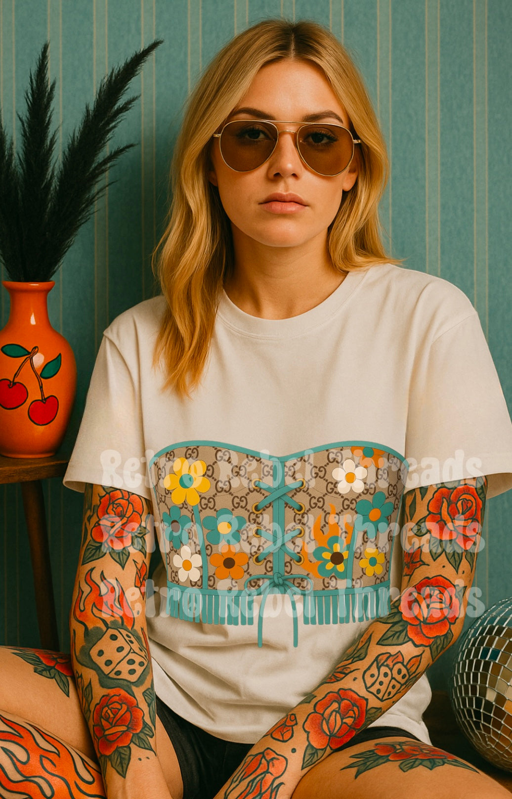 Boujee Retro Flower Corset Tee