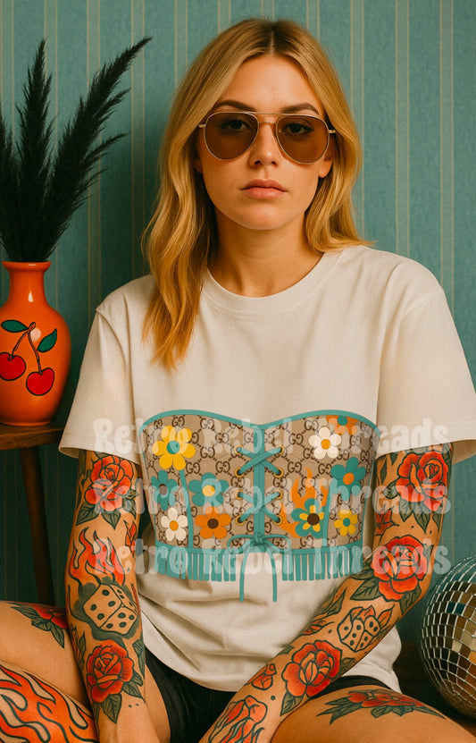 Boujee Retro Flower Corset Tee