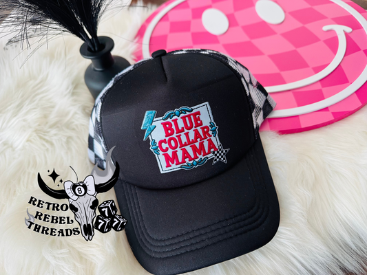 Ready to Ship ~ Adult Blue Collar Mama Trucker Hat
