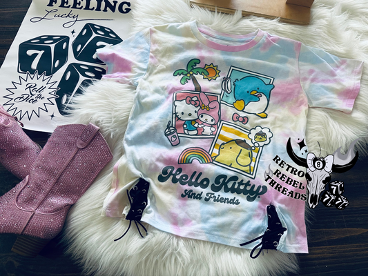Ready to ship ~ XS 4/5 Lace up kitty tee